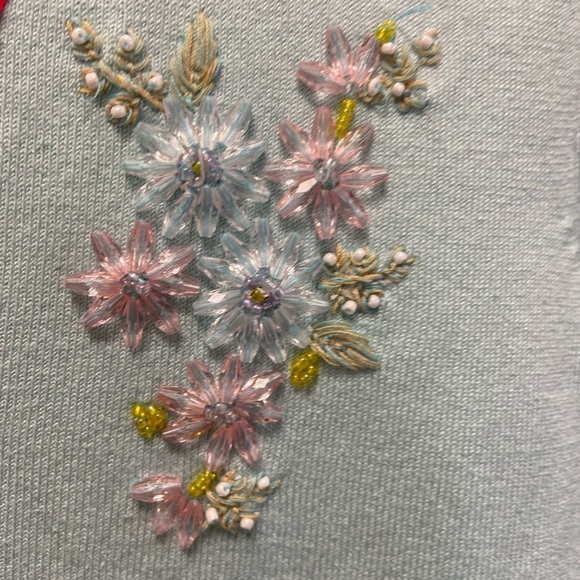 Charlotte Large women’s smaller turquoise cardigan w diamond buttons - Picture 7 of 9